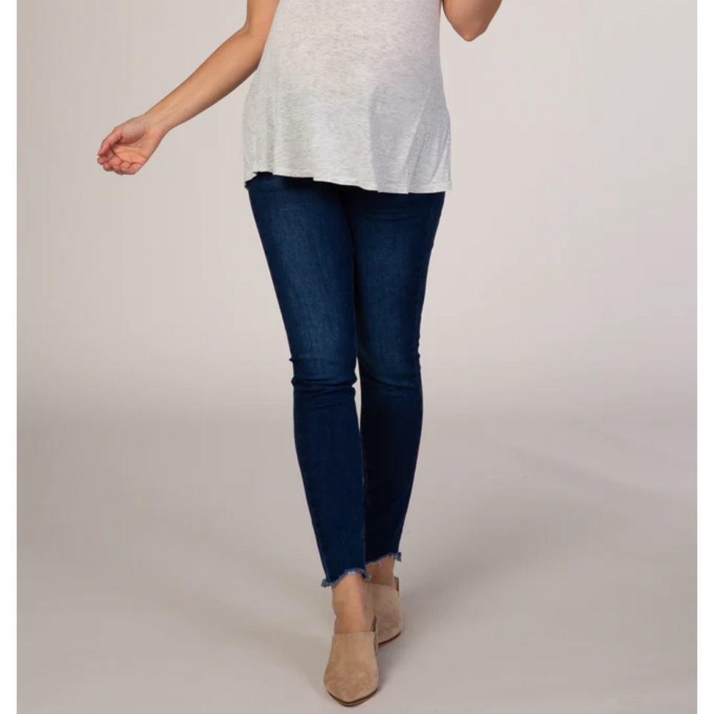 PinkBlush Navy Raw Hem Maternity Skinny Jeans